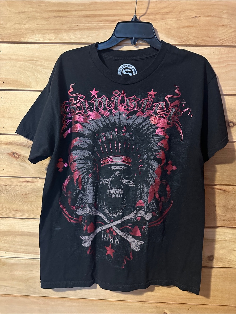Official Sinister Brand Tshirt Size large Big Skull Graphic